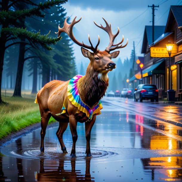 Pic d'un wapiti dans une robe dans la flaque