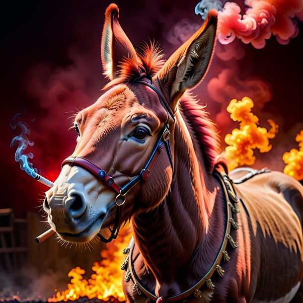 Foto de um burro fumando vermelho