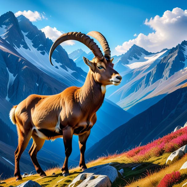 Image d'une attente d'un ibex dans les montagnes