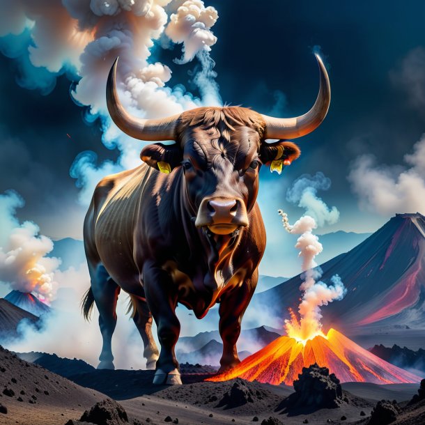 Pic of a smoking of a bull in the volcano