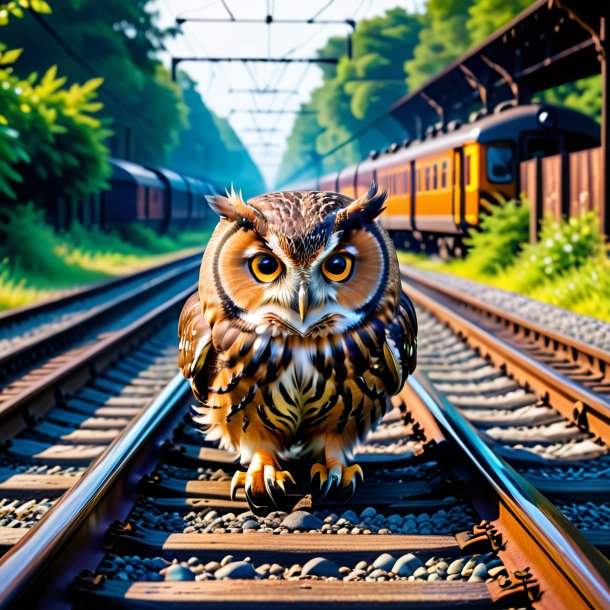 Pic of a swimming of a owl on the railway tracks