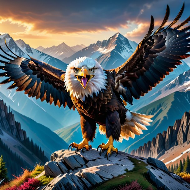 Picture of a angry of a eagle in the mountains