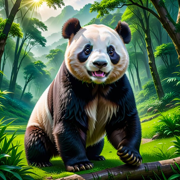 Imagem de um panda gigante em um cinturão verde