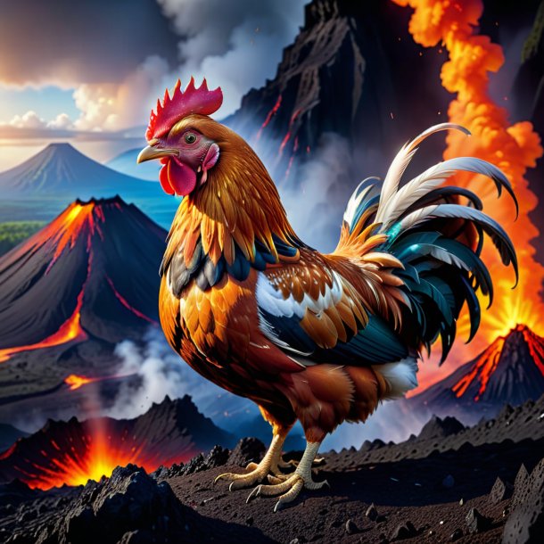 Image of a crying of a hen in the volcano