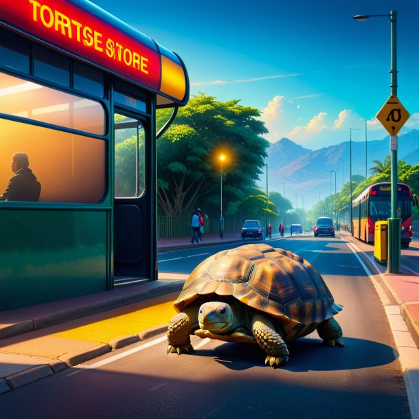 Image d'une attente d'une tortue sur l'arrêt de bus