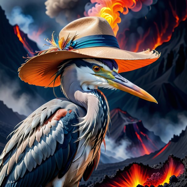 Pic of a heron in a hat in the volcano