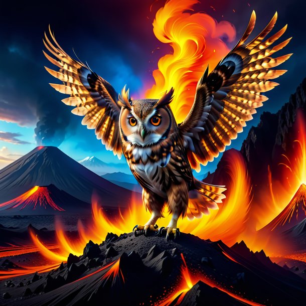 Pic of a dancing of a owl in the volcano