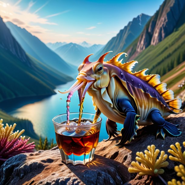 Photo of a drinking of a cuttlefish in the mountains