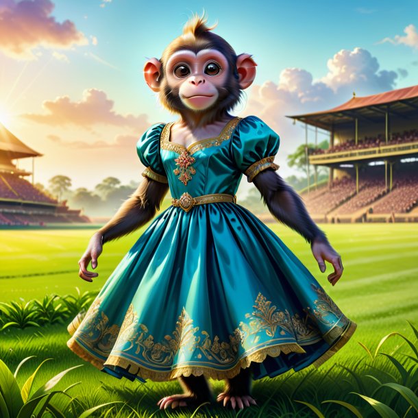 Illustration of a monkey in a dress on the field