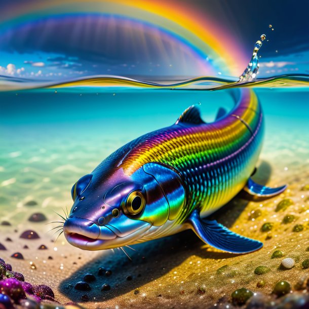 Foto de una bebida de una anguila en el arco iris