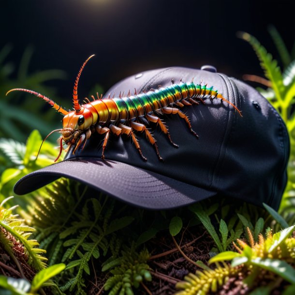 Foto de un ciempiés en una gorra negra