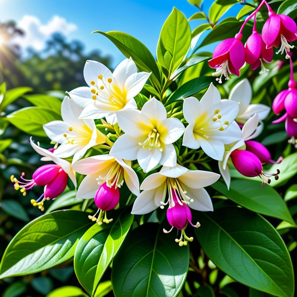 Foto de uma fuchsia jessamine, branco comum