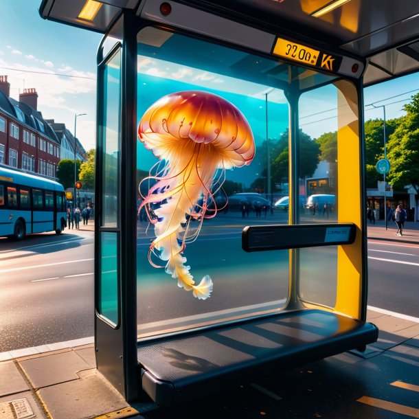 Foto de un salto de una medusa en la parada de autobús