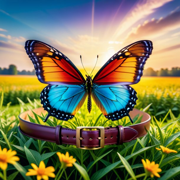 Photo of a butterfly in a belt on the field