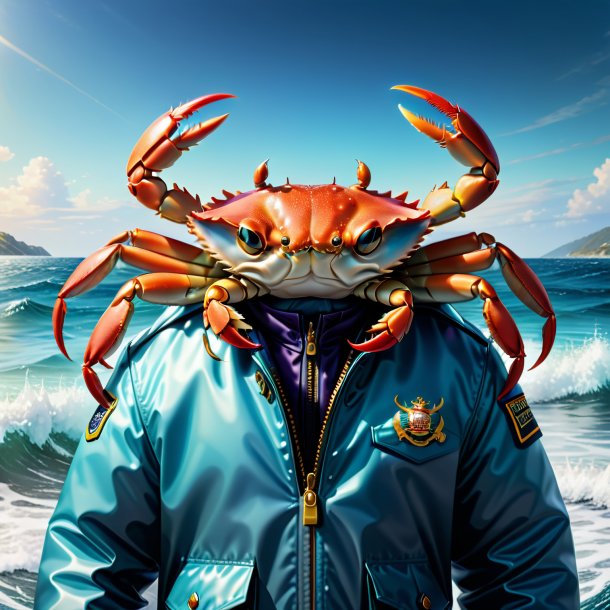 Illustration of a crab in a jacket in the sea