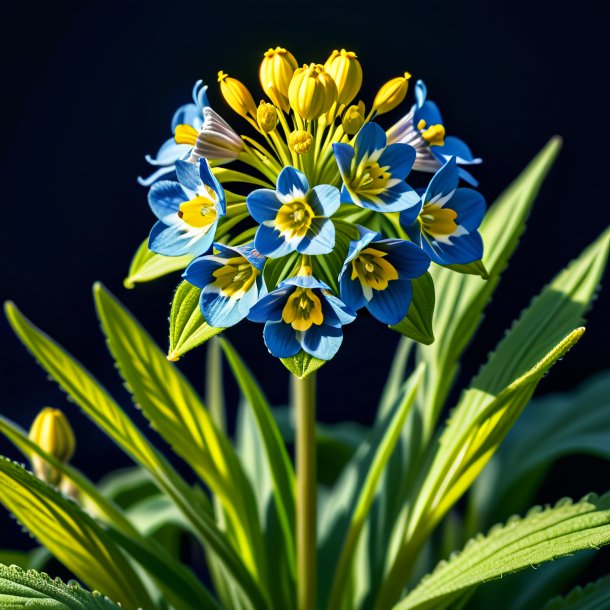 Illustration of a navy blue virginia cowslip