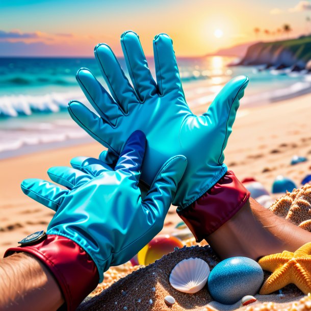 Illustration of a mol in a gloves on the beach