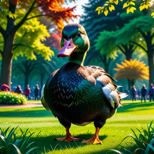 Image of a threatening of a duck in the park