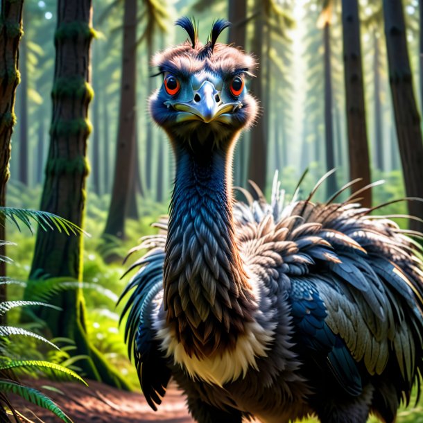 Image of a threatening of a emu in the forest