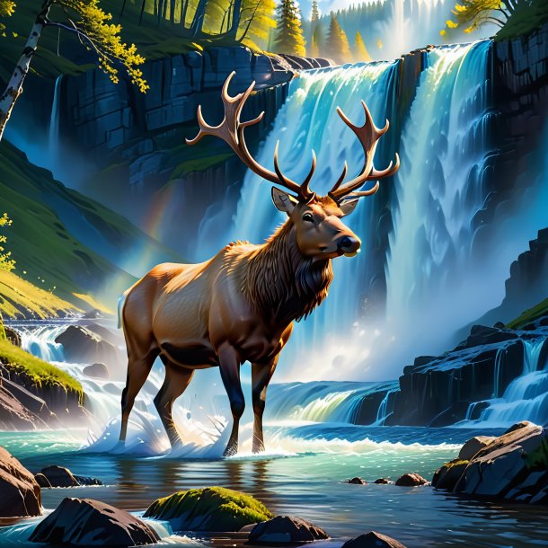 Pic of a playing of a elk in the waterfall