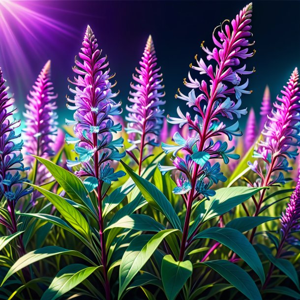 Clipart de um willowherb aquamarine, roxo