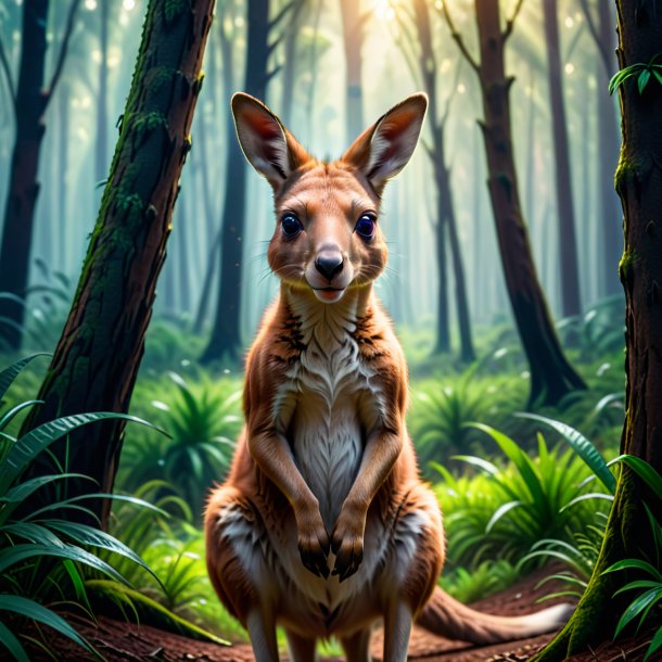 Photo of a crying of a kangaroo in the forest