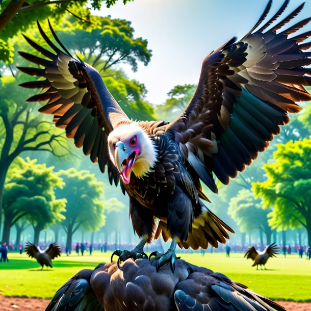 Image of a threatening of a vulture in the park