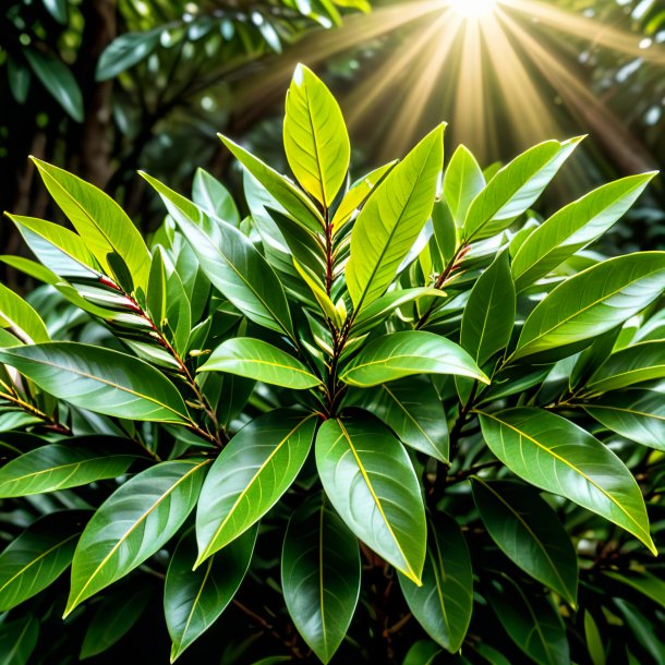 Fotografía de un laurel caqui