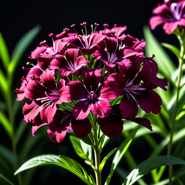 Depiction of a maroon sweet william