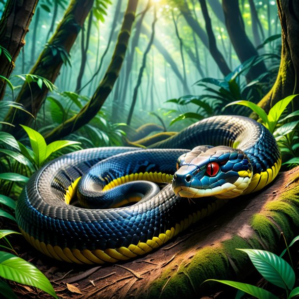 Pic of a sleeping of a cobra in the forest