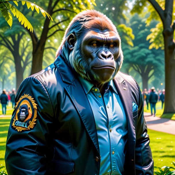 Pic of a gorilla in a jacket in the park