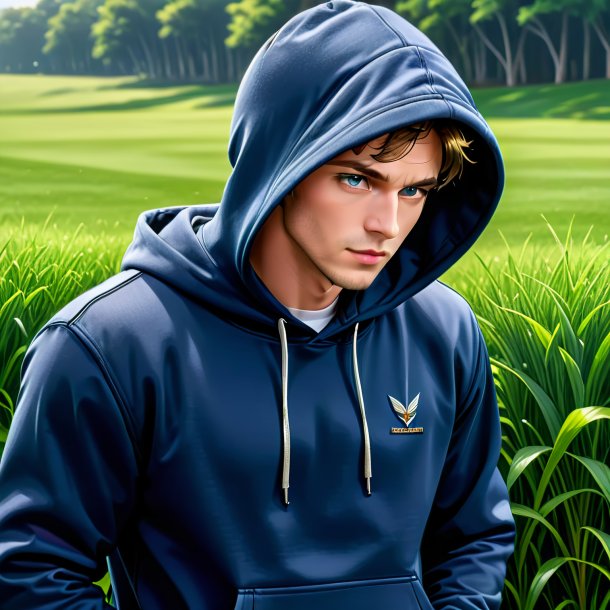 Drawing of a navy blue hoodie from grass