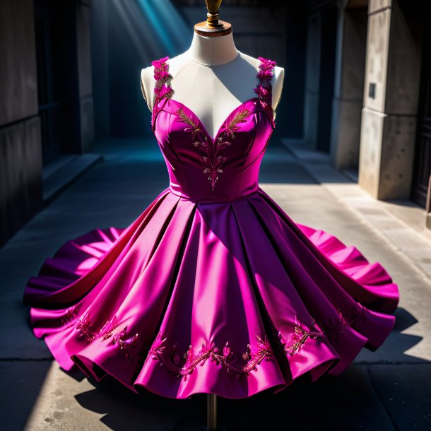 Photography of a fuchsia dress from concrete