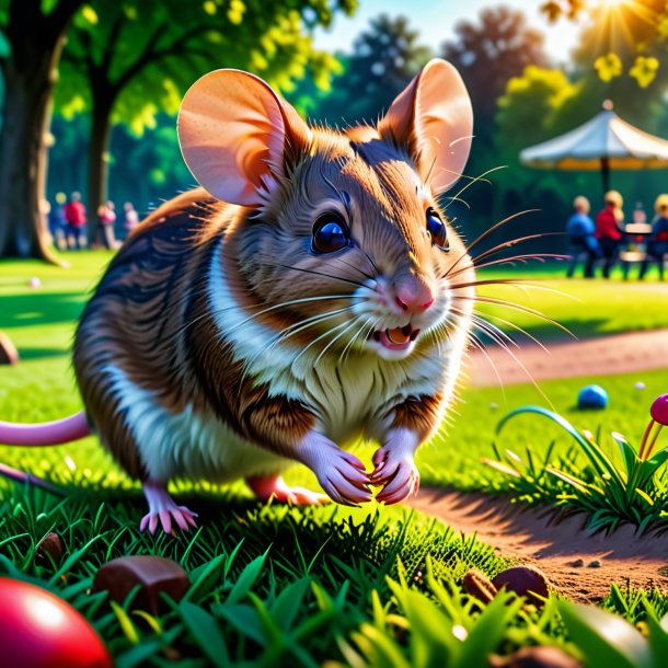 Photo of a playing of a mouse in the park