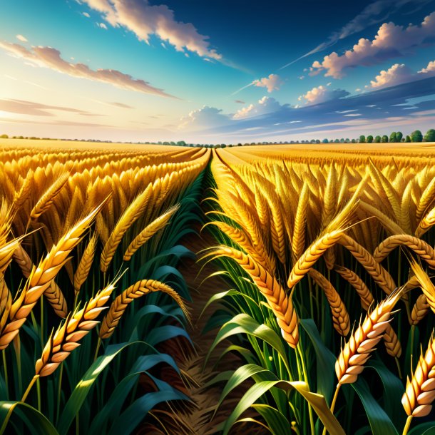 Illustration of a wheat fieldrush