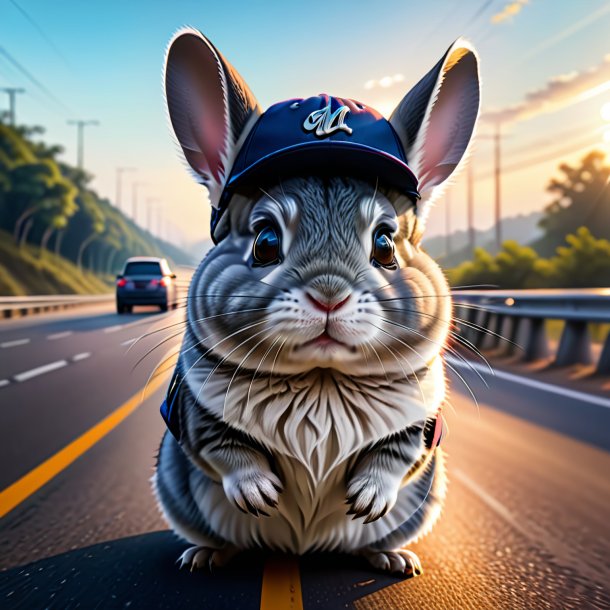 Dibujo de una chinchillas en una tapa en la carretera