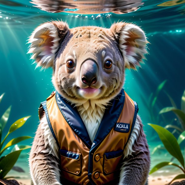 Picture of a koala in a vest in the water