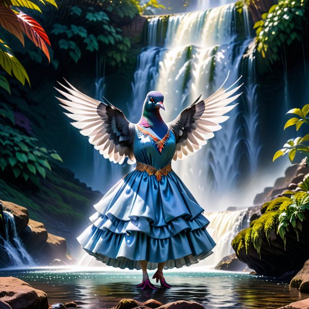 Pic of a pigeon in a dress in the waterfall