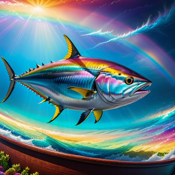 Picture of a tuna in a belt on the rainbow