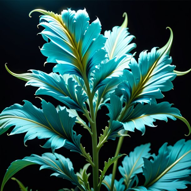 Portrayal of a cyan acanthus