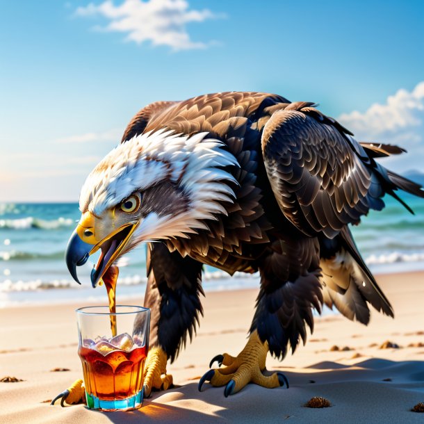 Imagen de una bebida de un águila en la playa