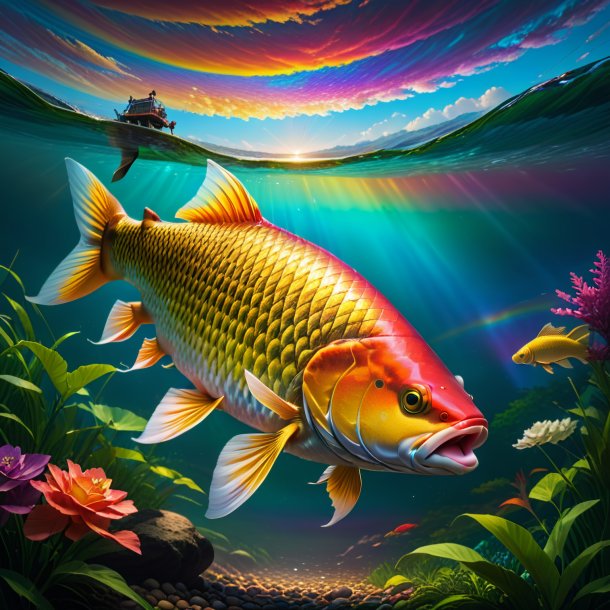 Pic of a waiting of a carp on the rainbow