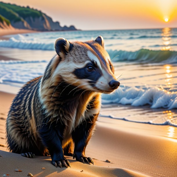 Photo d'une attente d'un blaireau sur la plage