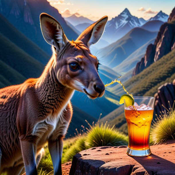 Photo of a drinking of a kangaroo in the mountains