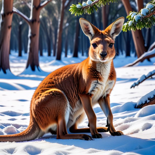 Imagen de un descanso de un canguro en la nieve