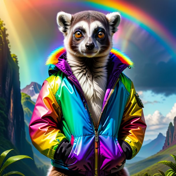 Image of a lemur in a jacket on the rainbow