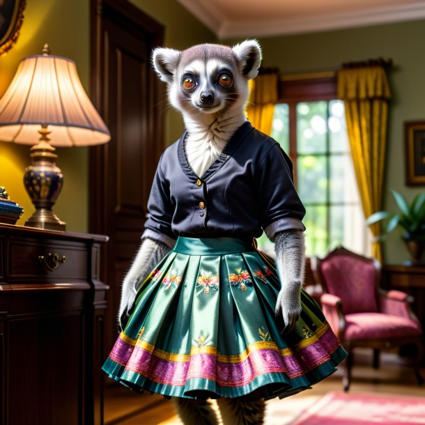 Pic of a lemur in a skirt in the house