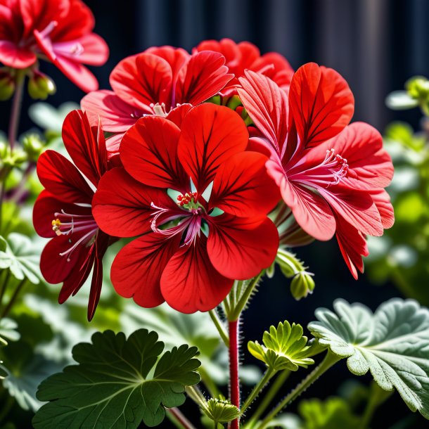 Picture of a red geranium, clouded