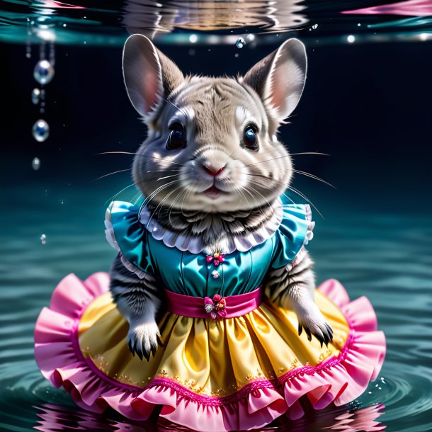 Imagen de una chinchillas en un vestido en el agua