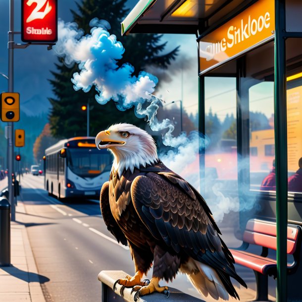 Photo of a smoking of a eagle on the bus stop